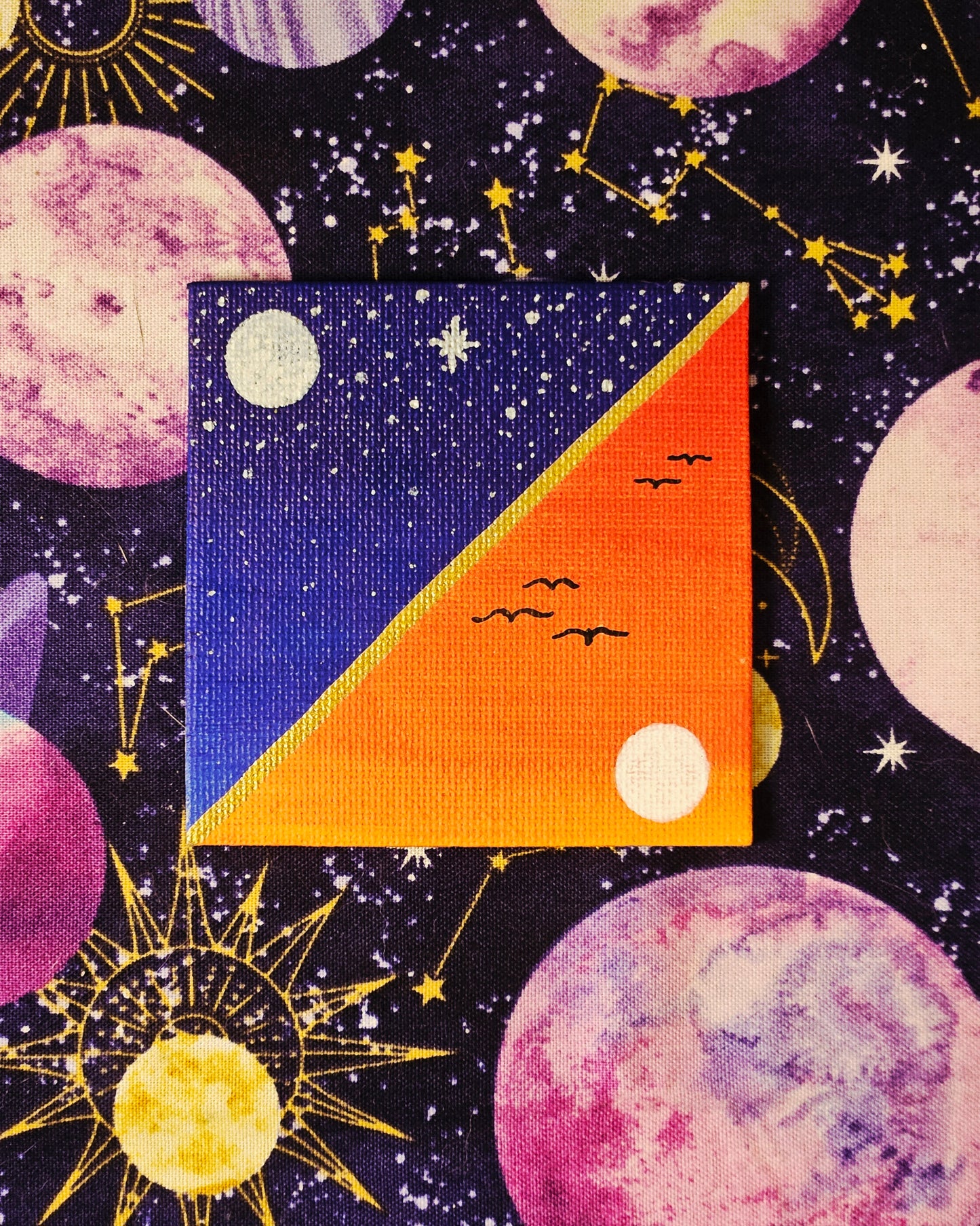 Night & Day Dual Skyline Hand-Painted Square Fridge Magnet