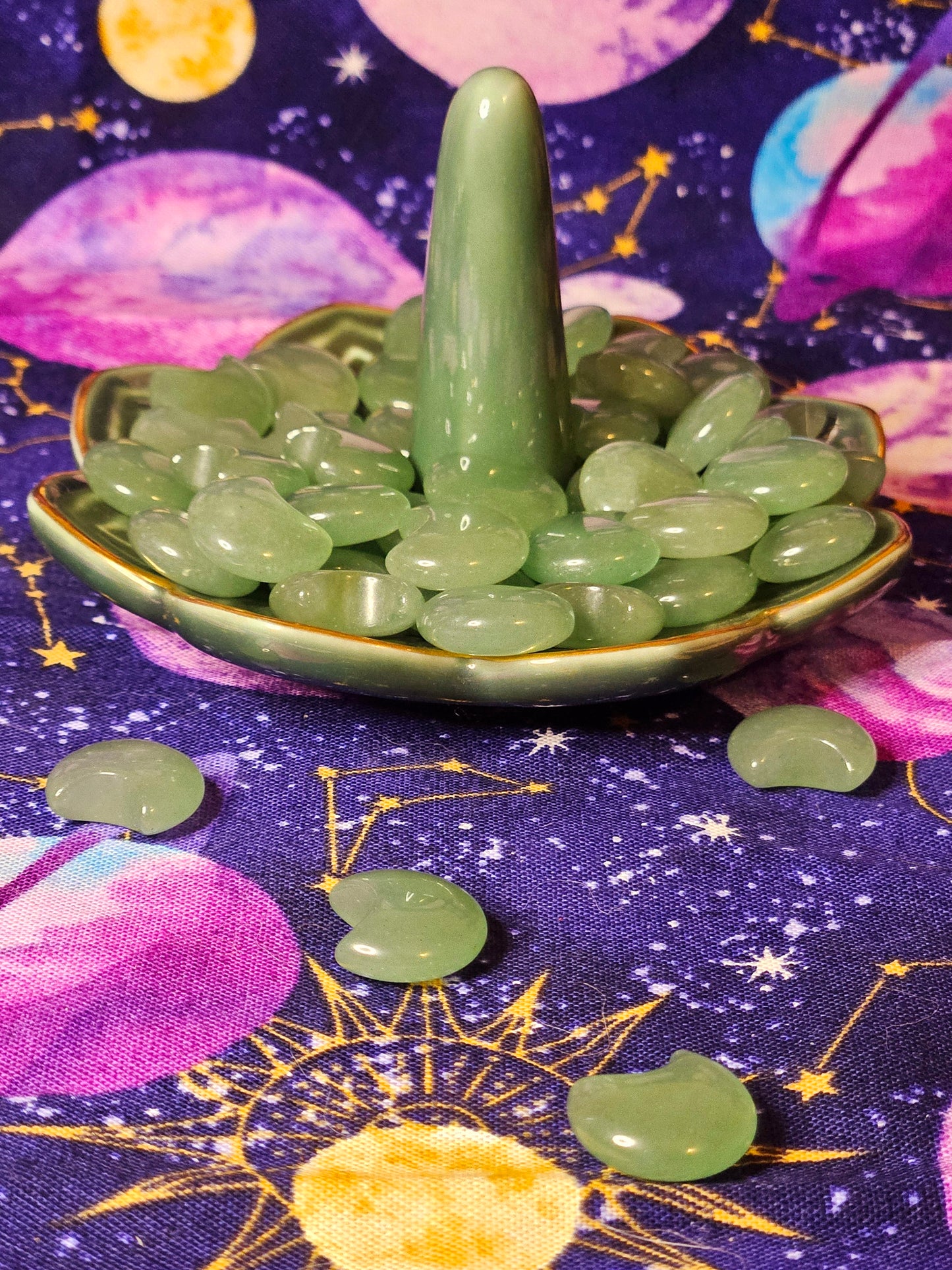 Green Aventurine Moon Pocket Stone - Luck & Prosperity Crystal