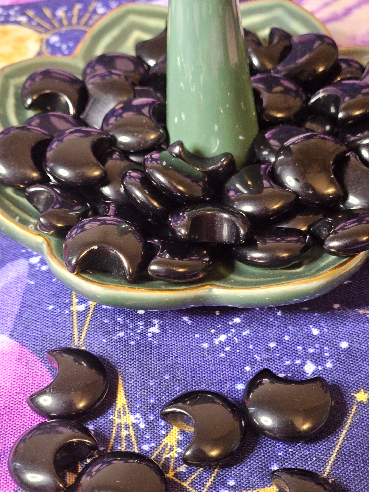 Black Obsidian Moon Pocket Stone - Protection & Grounding Crystal