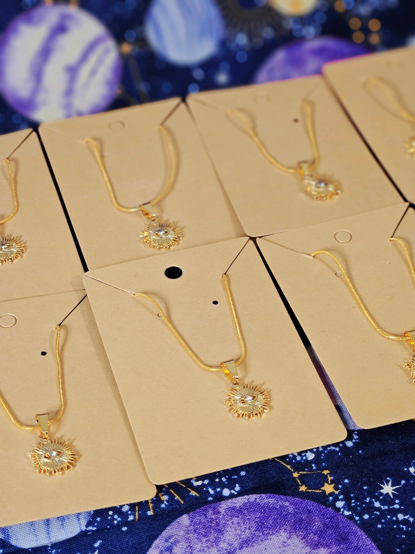 18K Gold Evil Eye Protection Pendant on 14K Gold Plated 20inch Snake Chain Necklace