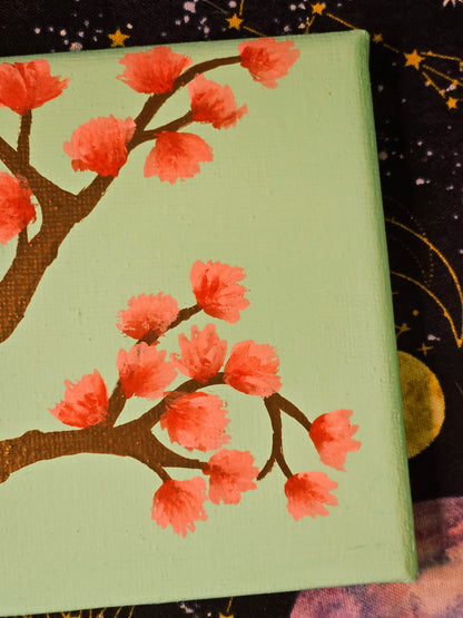 Budding Dogwood Flower Canvas Art - 4x4 inch Hand-Painted New England Spring Blossom Wall Decor