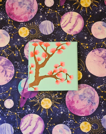 Budding Dogwood Flower Canvas Art - 4x4 inch Hand-Painted New England Spring Blossom Wall Decor