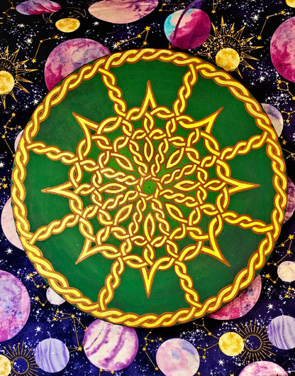 Celtic Star Knot Canvas - 10inch Round Hand-Painted Irish Wall Art Decor