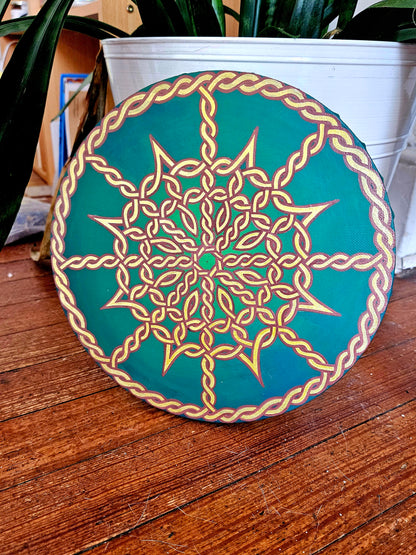 Celtic Star Knot Canvas - 10inch Round Hand-Painted Irish Wall Art Decor