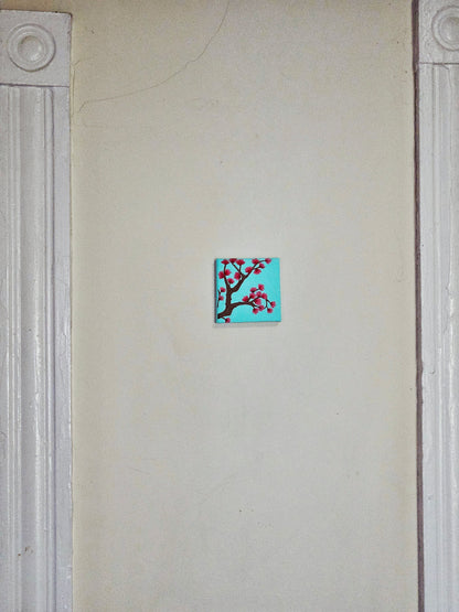 Budding Dogwood Flower Canvas Art - 4x4 inch Hand-Painted New England Spring Blossom Wall Decor