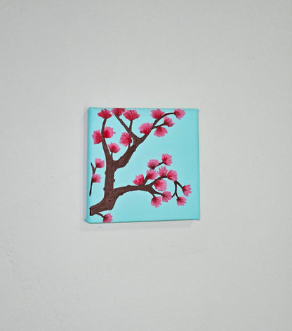 Budding Dogwood Flower Canvas Art - 4x4 inch Hand-Painted New England Spring Blossom Wall Decor