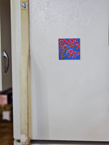 Dogwood Flower Magnet -  3inch Square Hand-Painted New England Spring Blossom Fridge Decor