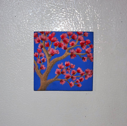 Dogwood Flower Magnet -  3inch Square Hand-Painted New England Spring Blossom Fridge Decor
