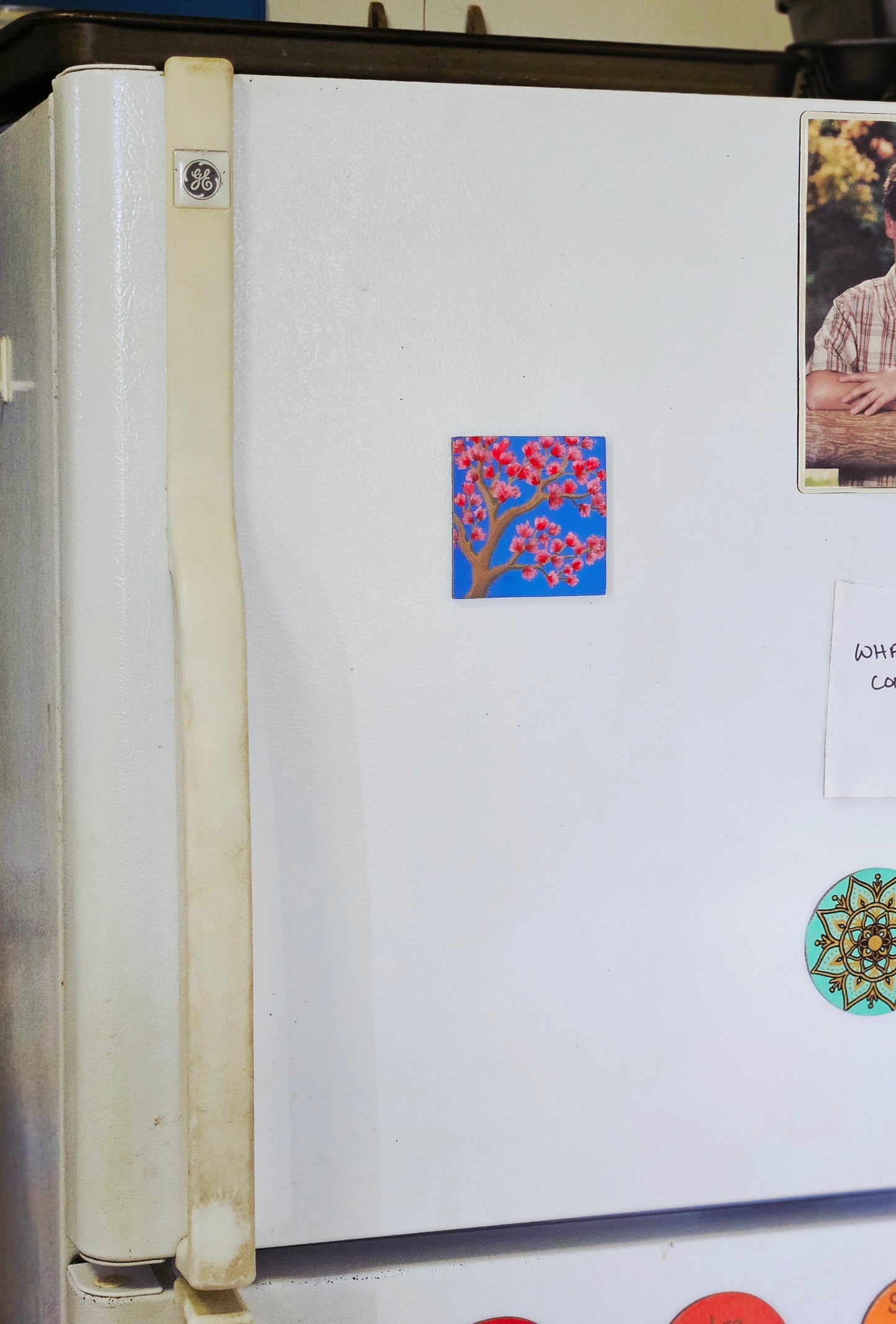 Dogwoods in Bloom Hand-Painted Square Fridge Magnet