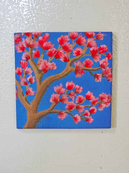 Dogwood Flower Magnet -  3inch Square Hand-Painted New England Spring Blossom Fridge Decor