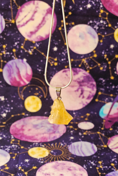 Citrine Crystal Cluster Necklace - Natural Stone for Prosperity & Abundance Pendant