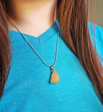 Citrine Crystal Cluster Necklace - Natural Stone for Prosperity & Abundance Pendant
