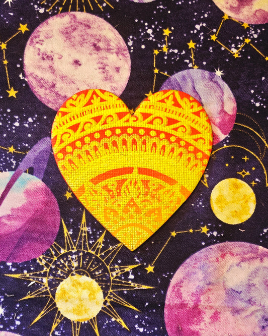 Mandala Sunrise Hand-Painted Heart Shaped Fridge Magnet