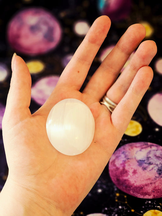 Smooth Selenite Energy Cleansing Palm Stone