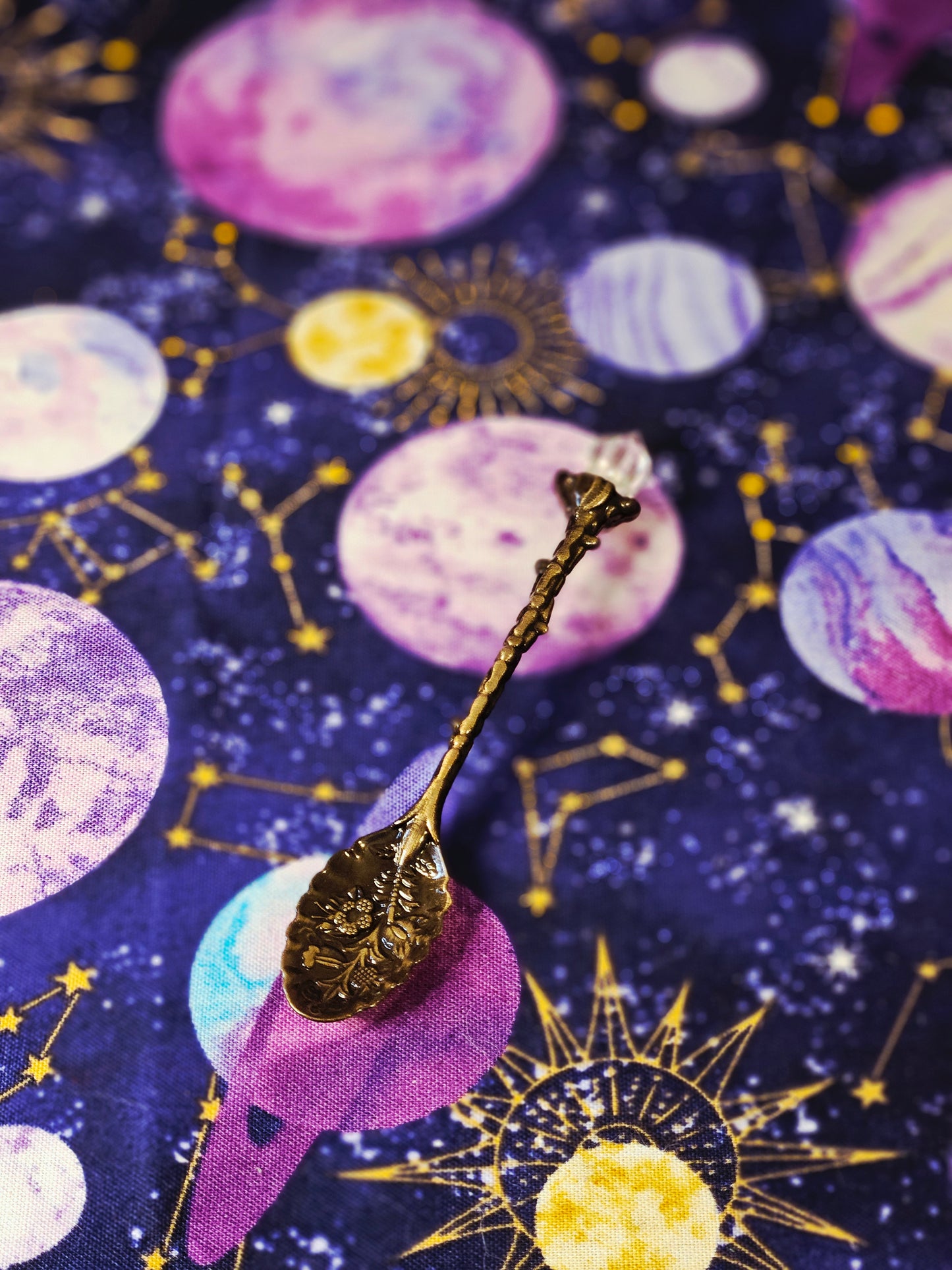 Clear Quartz Point Floral Manifestation Small Spoon