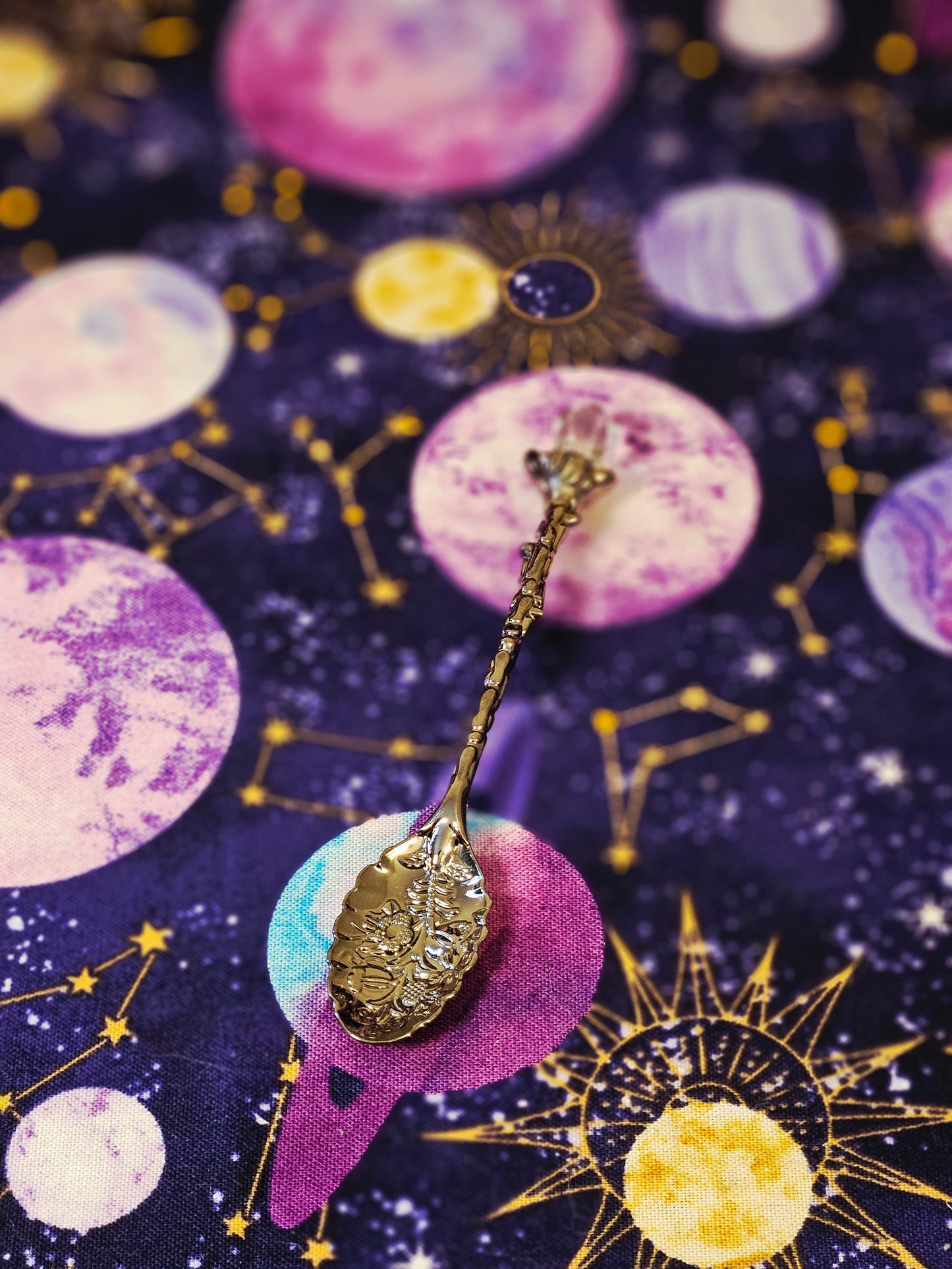 Clear Quartz Point Floral Manifestation Small Spoon