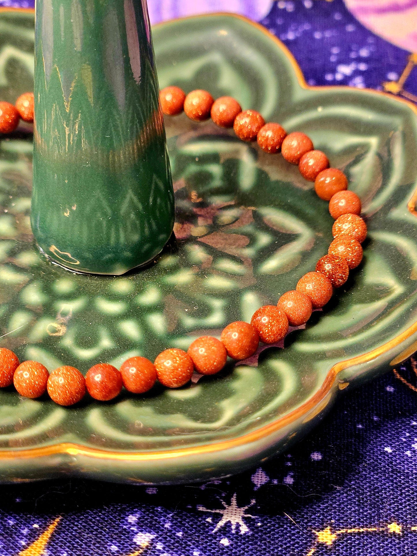 Gold Sandstone Bracelet - 4mm Crystal Bead Jewelry for Creativity & Ambition