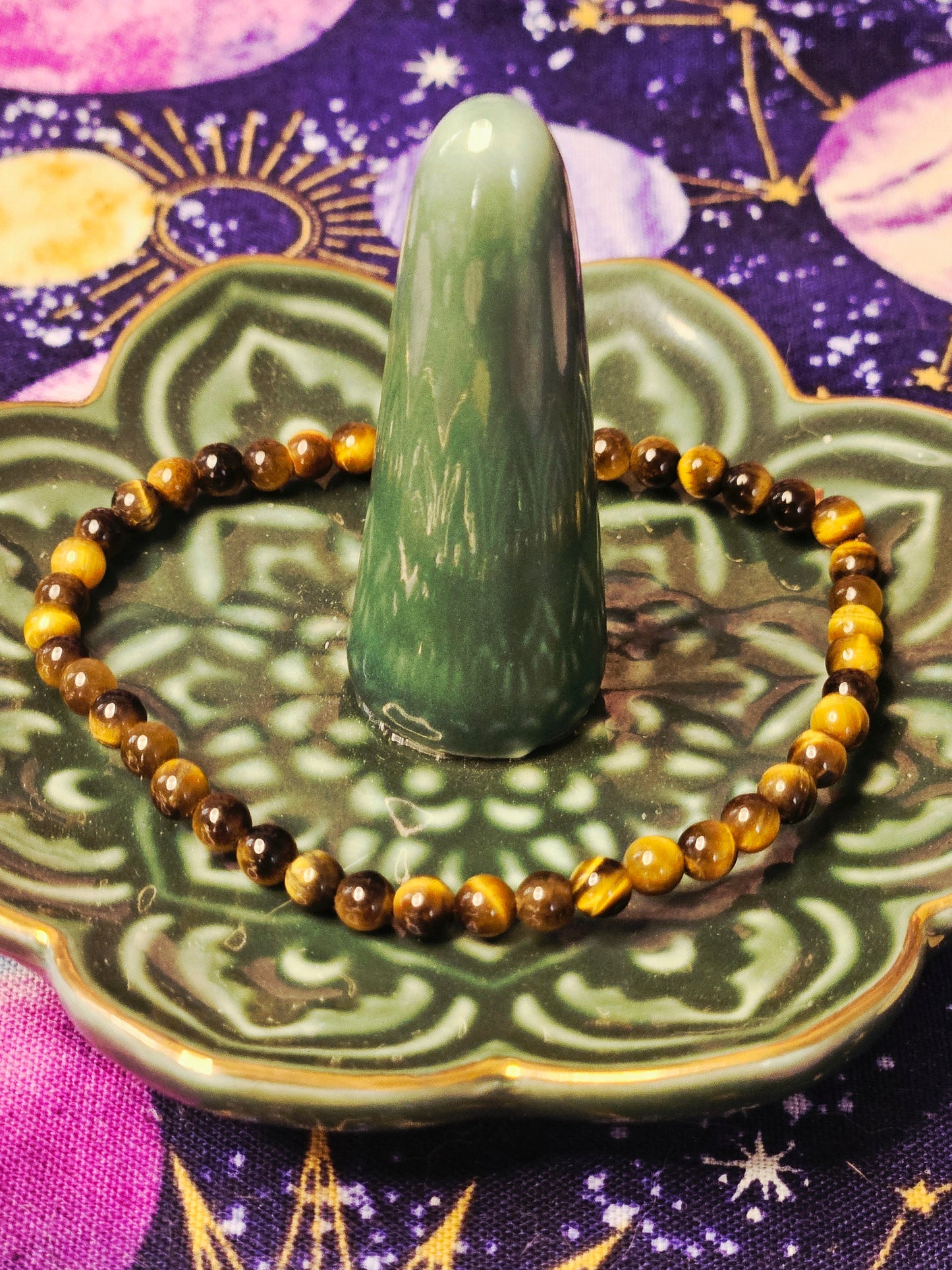 Yellow Tigers Eye Bracelet - 4mm Crystal Bead Jewelry for Confidence & Protection