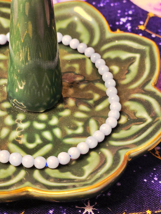 Angelite Bracelet - 4mm Crystal Bead Jewelry for Spiritual Awareness & Inner Peace