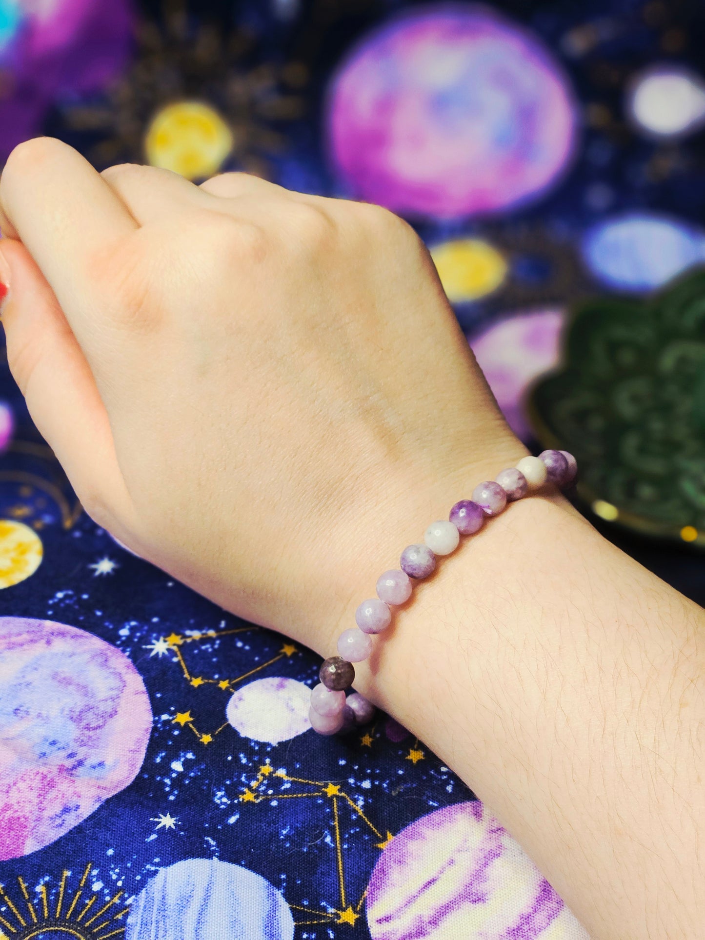 Lepidolite Bracelet - 6mm Crystal Bead Jewelry for Peace & Emotional Balance