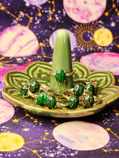 Malachite Ring - Adjustable Crystal Jewelry for Protection, Transformation, & Prosperity