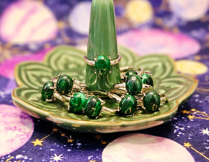 Malachite Ring - Adjustable Crystal Jewelry for Protection, Transformation, & Prosperity