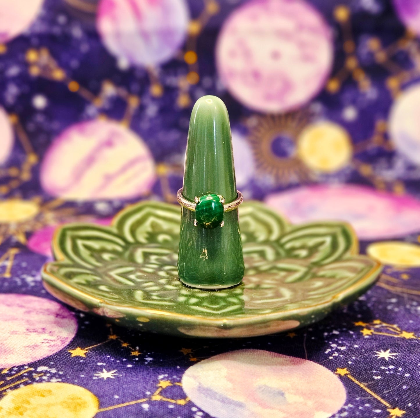 Malachite Ring - Adjustable Crystal Jewelry for Protection, Transformation, & Prosperity