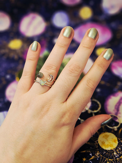 Opal Cat Ring - Adjustable Crystal Ring for Emotional Healing & Creativity