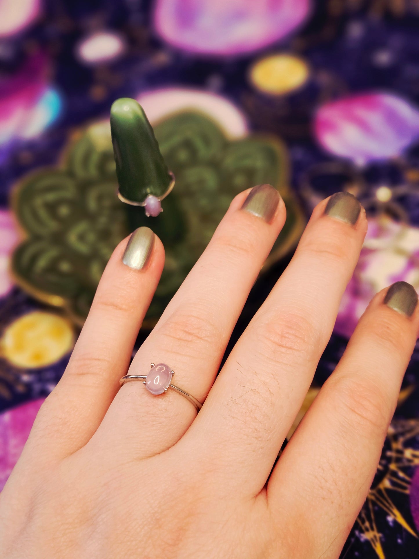 Pale Lavender Quartz Ring - Adjustable Crystal Jewelry for Emotional Healing & Calm