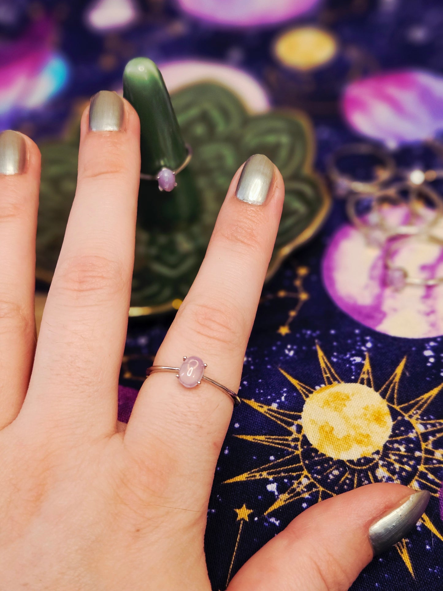 Pale Lavender Quartz Ring - Adjustable Crystal Jewelry for Emotional Healing & Calm