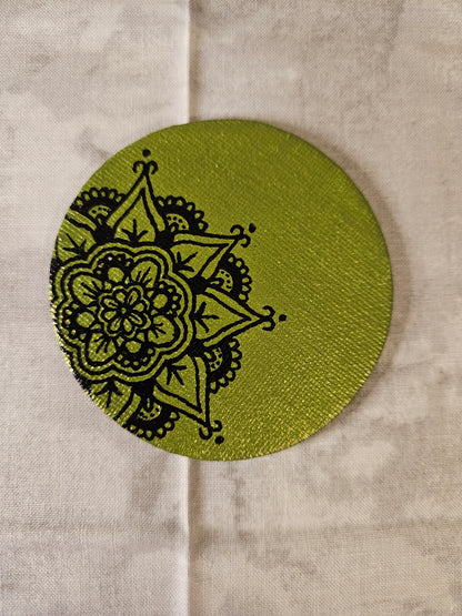 Off-Center Floral Mandala Magnet - 3 inch Round Hand-Painted Decorative Magnet