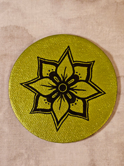 Floral Mandala Magnet - 3 inch Round Hand-Painted Decorative Fridge Magnet