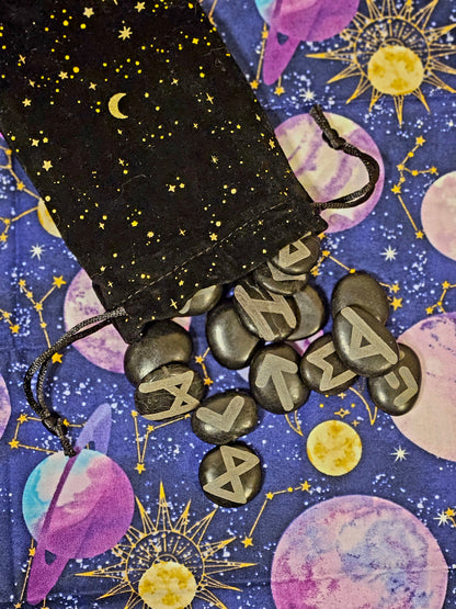 Elder Futhark Runes - Hand Engraved Stone Rune Set for Divination