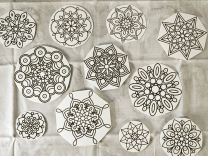Mandala Sticker Set 6 Pieces - Decorative Vinyl Decals for Laptop Water Bottle Car Dresser