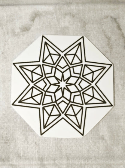 Mandala Sticker Set 6 Pieces - Decorative Vinyl Decals for Laptop Water Bottle Car Dresser