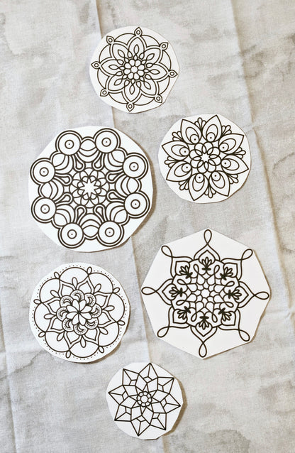 Mandala Sticker Set 6 Pieces - Decorative Vinyl Decals for Laptop Water Bottle Car Dresser