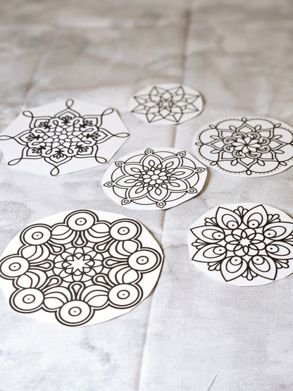 Mandala Sticker Set 6 Pieces - Decorative Vinyl Decals for Laptop Water Bottle Car Dresser