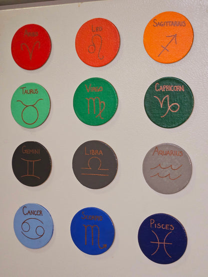 Zodiac Sign Magnet - 3inch Round Astrology Symbol Hand-Painted Decorative Fridge Magnet