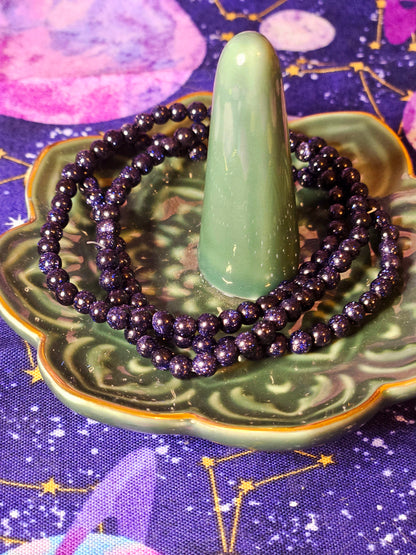Blue Sandstone Crystal Bracelet - 4mm Natural Stone Bead Bracelet for Ambition & Manifestation