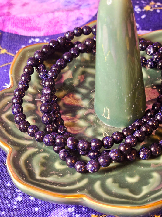 Blue Sandstone 4mm Bead Bracelet