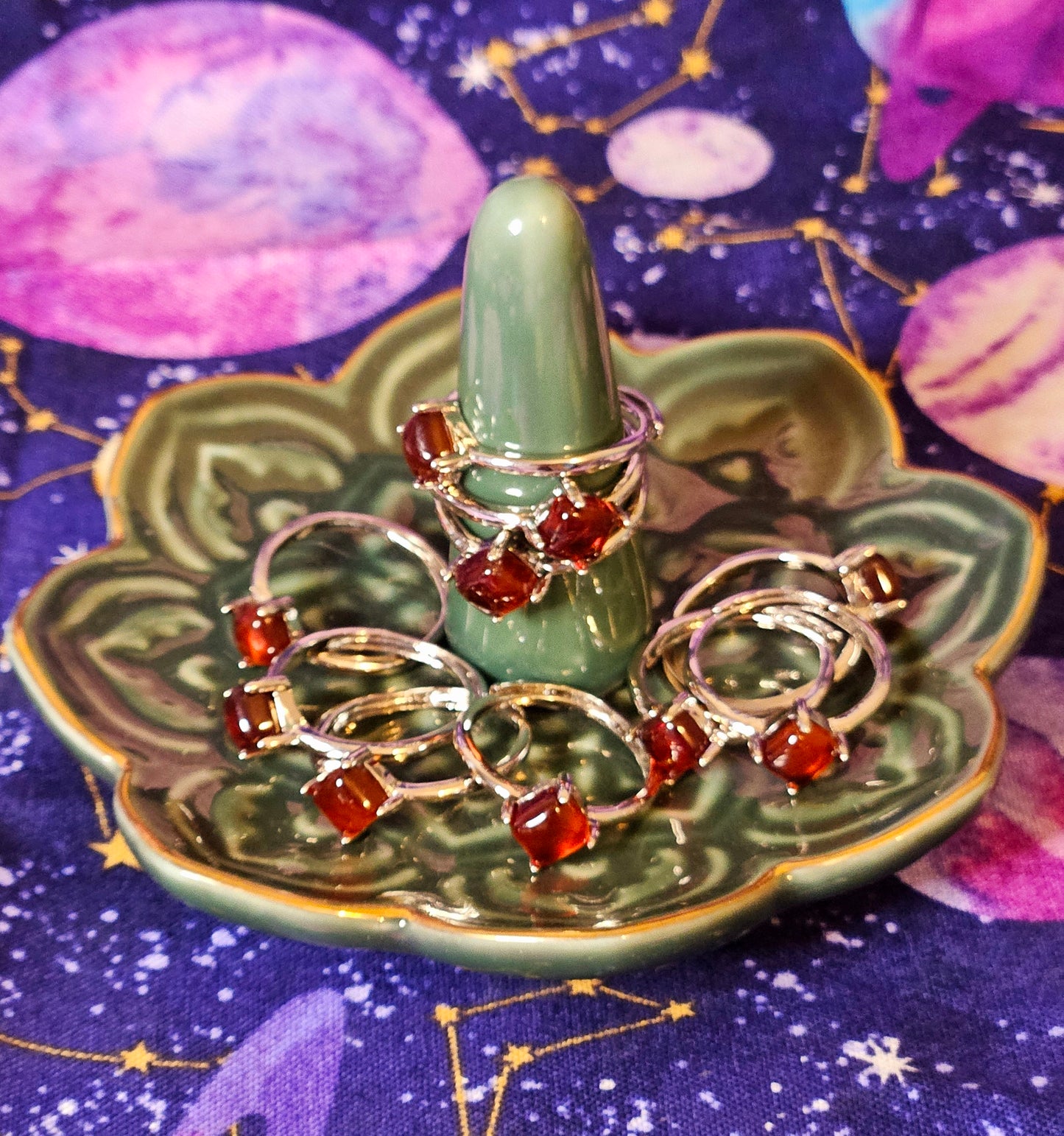 Garnet Rhombus Adjustable Ring