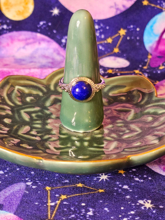 Lapis Lazuli Round Stone Adjustable Ring