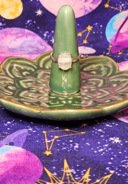 Sri Lanka Moonstone Ring - Crystal Adjustable Stone Ring for Emotional Balance
