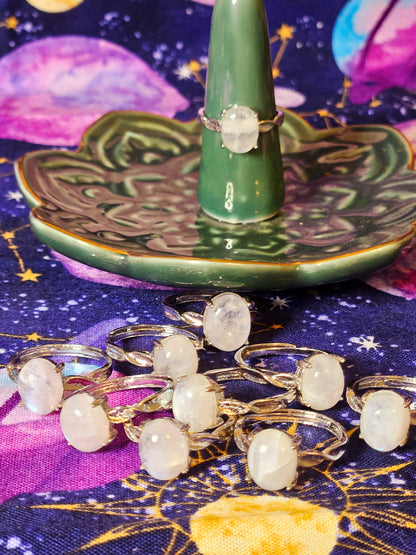 Sri Lanka Moonstone Ring - Crystal Adjustable Stone Ring for Emotional Balance