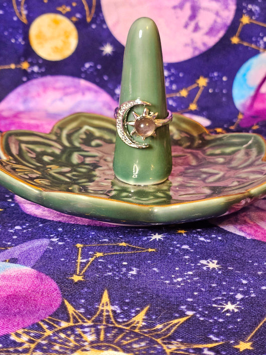 Labradorite Sun/Moon Adjustable Ring