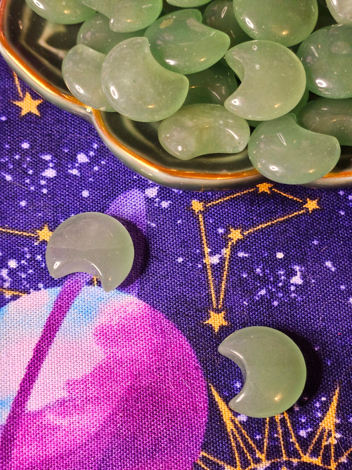 Green Aventurine Moon Pocket Stone
