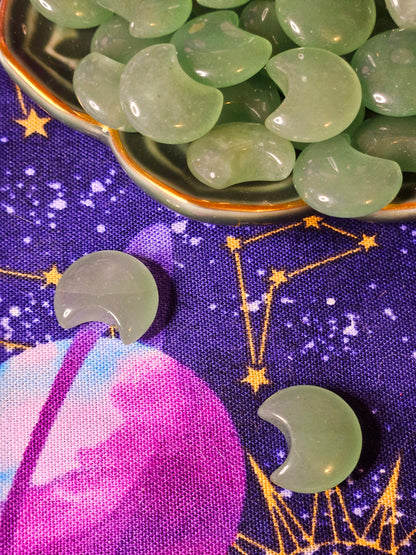 Green Aventurine Moon Pocket Stone - Luck & Prosperity Crystal