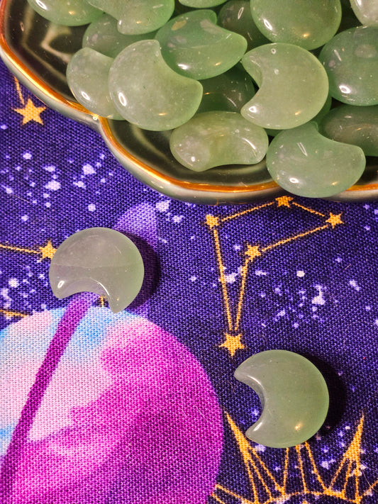 Green Aventurine Moon Pocket Stone - Luck & Prosperity Crystal