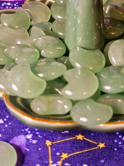 Green Aventurine Moon Pocket Stone - Luck & Prosperity Crystal