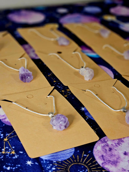 Amethyst Cluster Necklace - Natural Crystal Jewelry for Protection & Emotional Balance